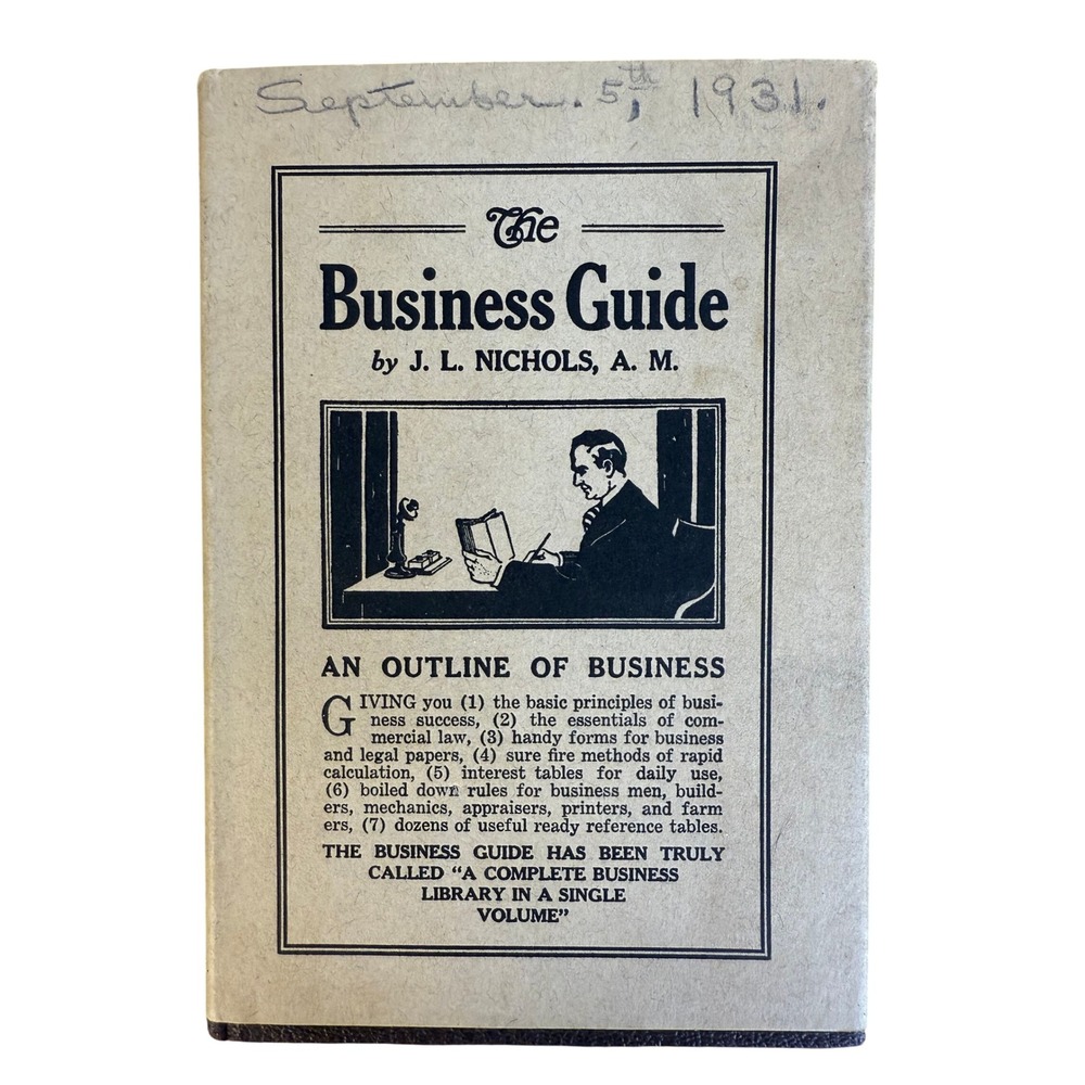 1931 The Business Guide J.L. Nichols 96th Printing Antique ReferenceBook Vintage